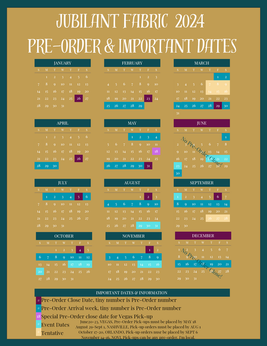 2024 Pre-Order Schedule