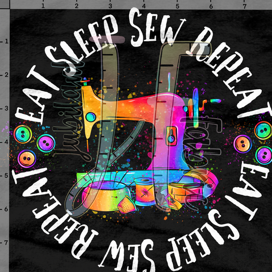 Eat, Sleep, Sew Panel [neon sewing]