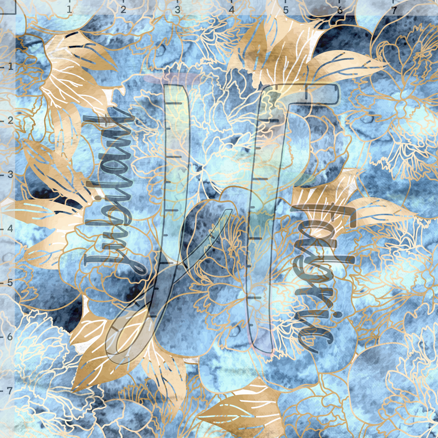 Golden Blue Floral