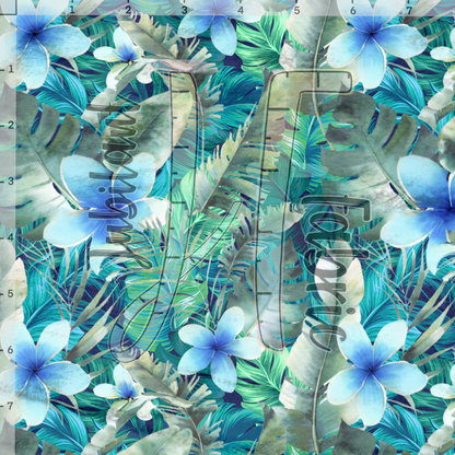 Palm & Blue Plumeria