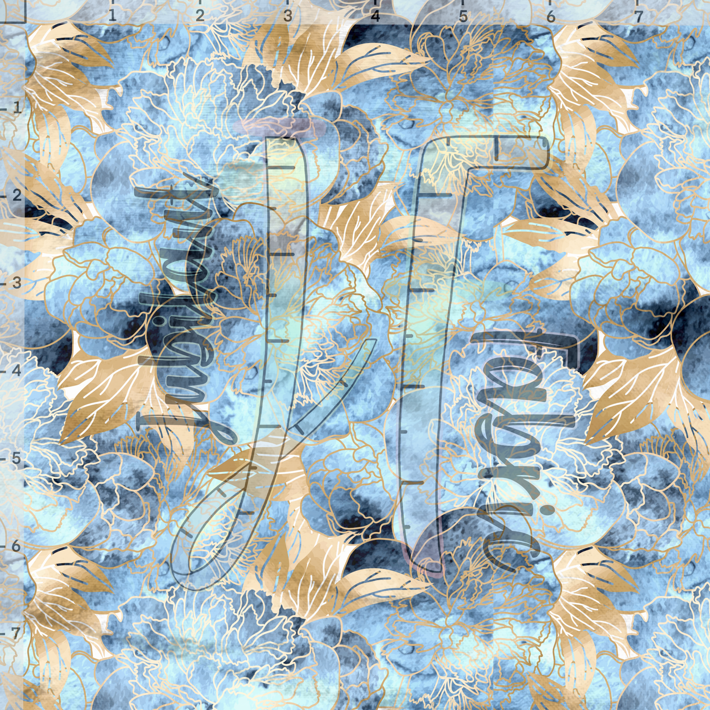 Golden Blue Floral