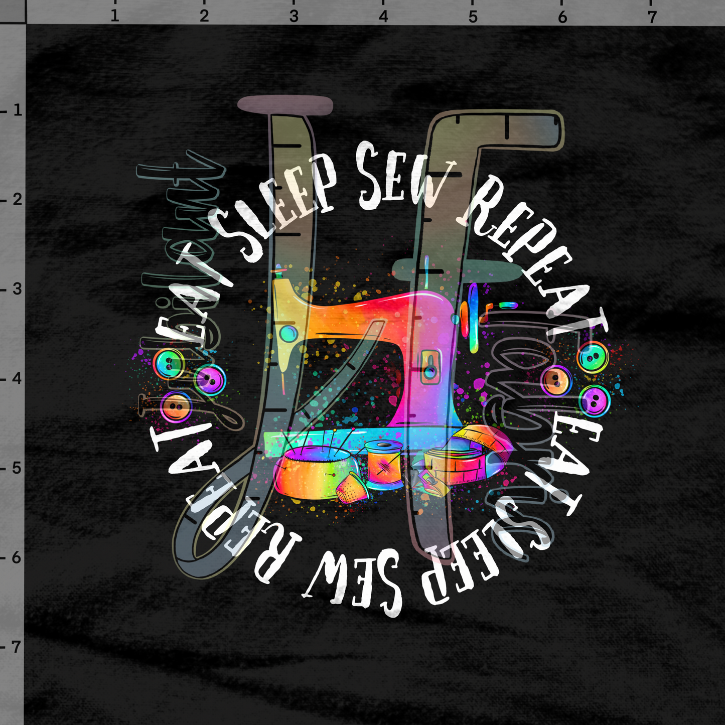 Eat, Sleep, Sew Panel [neon sewing]