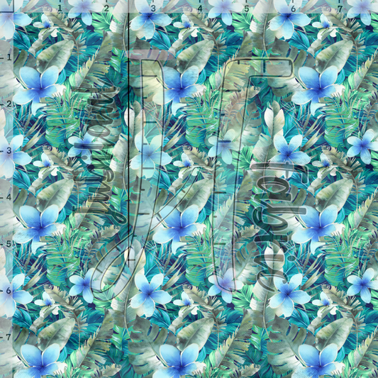 Palm & Blue Plumeria