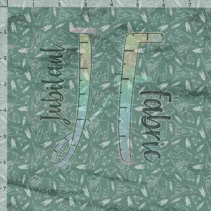 Highland Cow & Chicken Sage Green